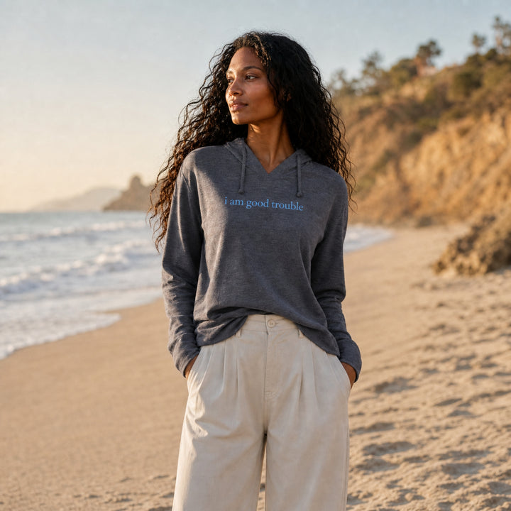 Women's I Am Good Trouble Premium Lightweight Beach Hoodie