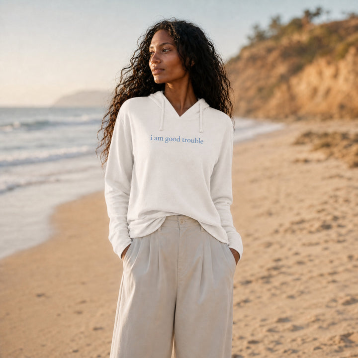 Women's I Am Good Trouble Premium Lightweight Beach Hoodie