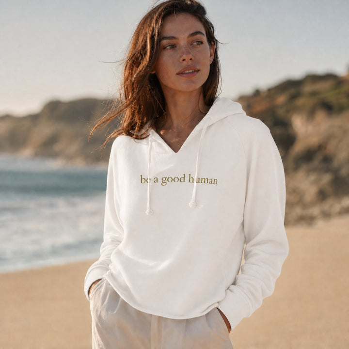 Women's Be A Good Human Premium Lightweight Beach Hoodie