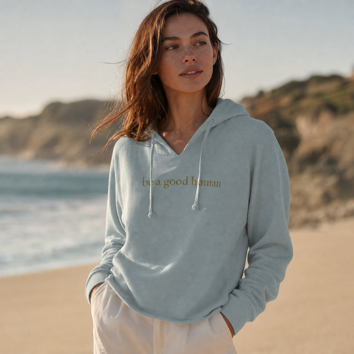 Women's Be A Good Human Premium Lightweight Beach Hoodie