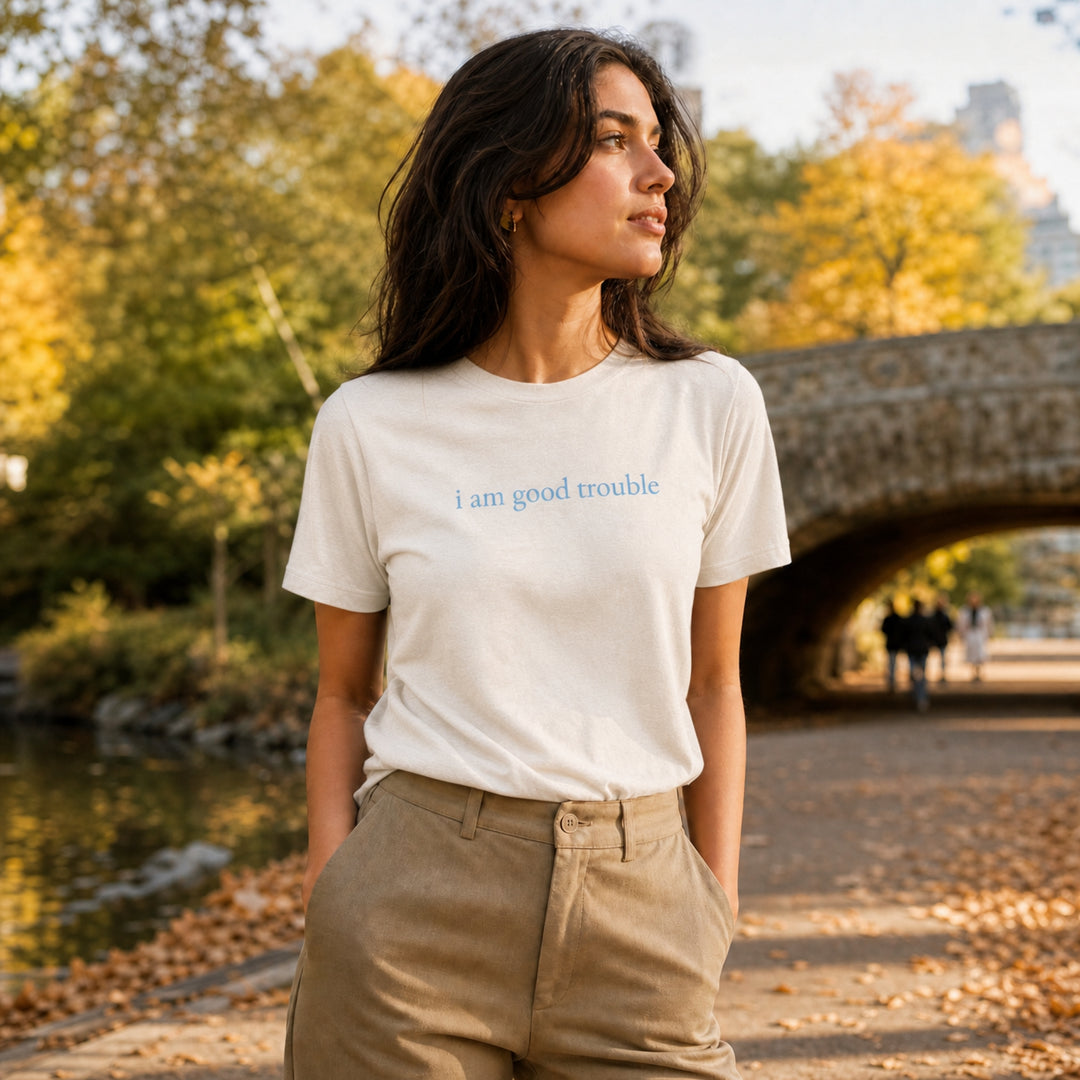 Women's I Am Good Trouble Premium Triblend Short Sleeve Tee