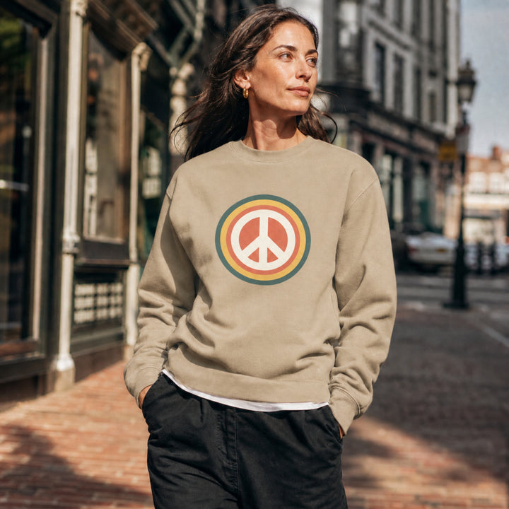 Women's Retro Peace Sign Premium Heavyweight Crewneck Sweatshirt