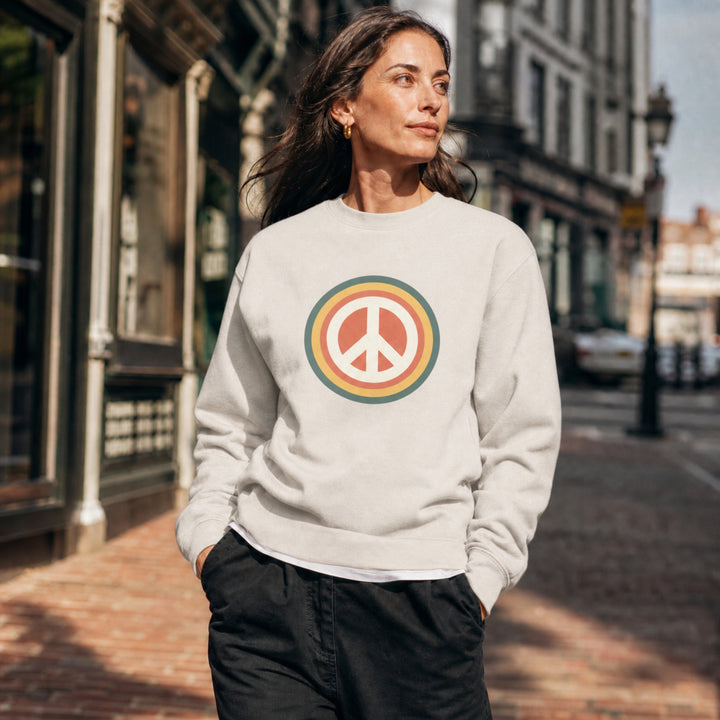 Women's Retro Peace Sign Premium Heavyweight Crewneck Sweatshirt